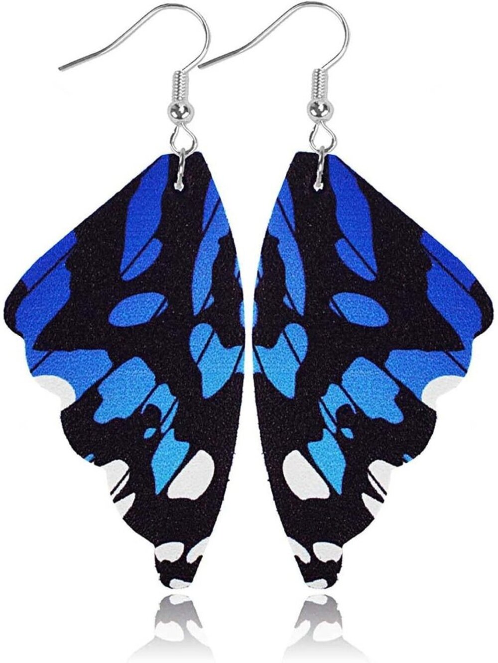 Women's Blue Butterfly Wing Dangle Crystal Beaded Tassel Gothic Sexy Earrings